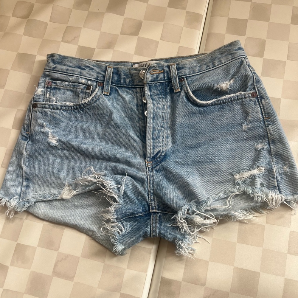 AGOLDE Parker Distressed Denim Shorts Swapmeet, size 26